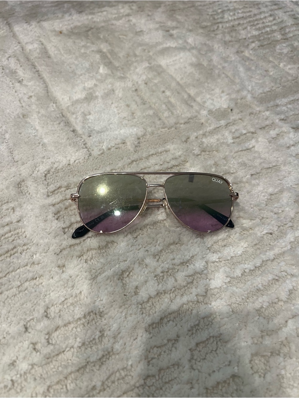 Quay Aviator Sunglasses with semi-Purple Mirrored Lenses